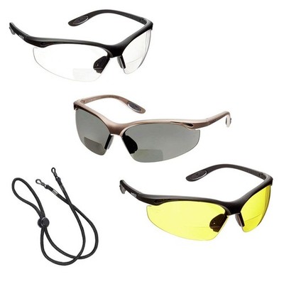 3x CONSTRUCTOR BifokalSchutzbrille mit Lesegläsern mit Kordel KLAR, GELB, POL...