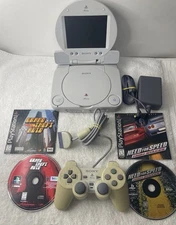 Sony Playstation 1 PS1 One Console With LCD Screen SCPH-131 Bundle Tested