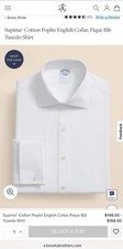 Brooks Brothers Tuxedo Shirt Cotton White Pique Bib French Cuff 16.5-34 GET FAST