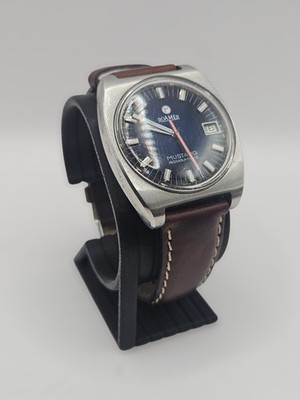  Vintage Roamer Mustang Indianapolis Automatic - 1970s Racing Watch - Blue Dial