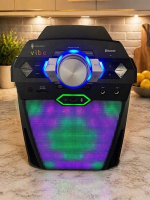 The Singing Machine Vibe Bluetooth Karaoke System w/ Mic, Echo, USB/SD, Black