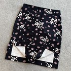 / LOFT Black Floral Print Skirt Cotton Blend Side Slits Office Summer Spring US8 — photo 5