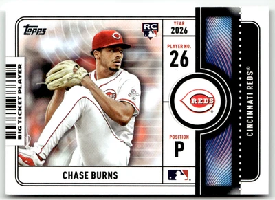 2026 Topps MLB Series One No. BTP-24 Chase Burns Rookie Big Ticket - Bild 1 von 2