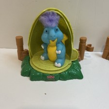 Fisher Price Little People Touch  Feel Blue Dinosaur, Purple Hair - 2006 W/Egg