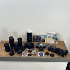 Lot of 2 Vintage Canon 35 mm Film Camera AE-1  A-1 w/ Lenses  More Untested