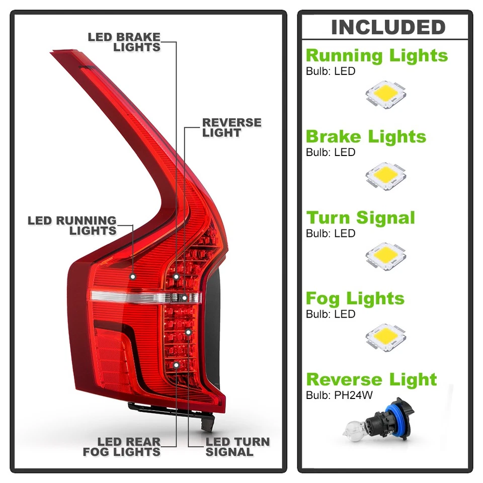 For 2016-2024 Volvo XC90 LED Tail Light Brake Lamp Replacement Left Driver Side - Image 4 of 4