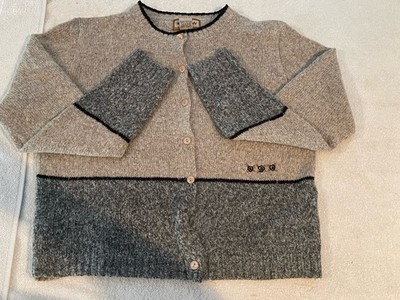 Rangoni Women's Large Wool Blend Cardigan Grey Colorblock Button Front