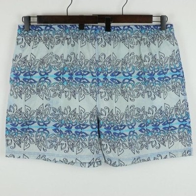 Sand And Sun Men's Extra Large Blue Ombre Palm Leaf Pull On Swim Trunks
