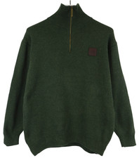 SWANNDRI Jumper Men's MEDIUM Green High Neck Wool Blend 1/4 Zip Logo Pullover