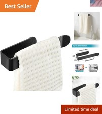 Hand Towel Holder Adhesive No Drill Wall Under-Sink 8 Inch Black