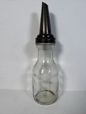 Vintage The Master Mfg Co Motor Oil Metal Spout  & One Liquid Quart Glass Bottle
