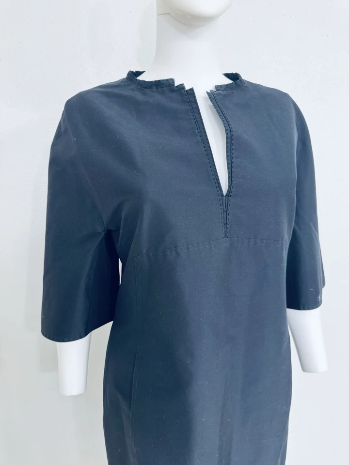 Vestido túnica Chado Ralph Rucci negro seda algodón mangas kimonoesco talla 10 Foto 4 de 4