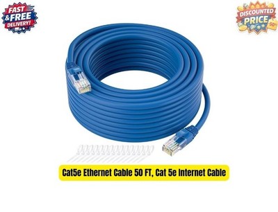 Cable Ethernet Cat5E de 50 pies, cable de Internet Cat 5E, azul