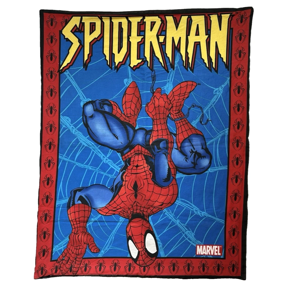 Marvel Spider-Man Comforter Bed Spread Throw Couch Blanket Vintage 90s 40x32 in. - Image 2 of 4