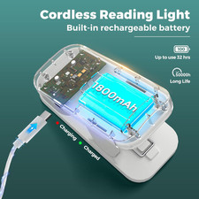 Clip on Reading Light for Bed Headboard, Rechargeable Battery Clamp on Bunk B...