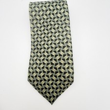 Como Collezione Silk Necktie Olive Green Geometric 3D Weave Classic Width 59 In