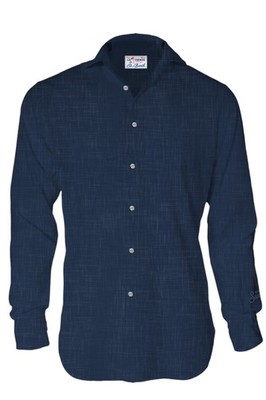 Saint Barth Herren Hemd mit französischem Kragen Mittelblau Größe XL