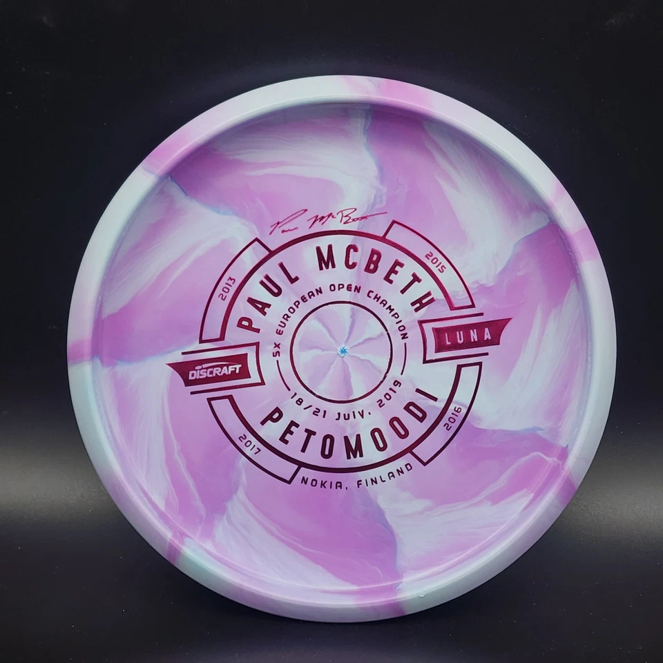 Discraft ESP Luna 173-4g Petomoodi McBeth 2019 Purple Blue Swirls Overstamp - Image 2 of 4