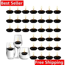 30 Pcs Black Floating Candles Centerpieces Bulk 1.5 Inch Small Unscented Voti...