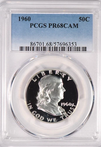 1960 Franklin Half Dollar Proof PCGS PR68CAM PF 68 CAMEO Frosty Coin 50C