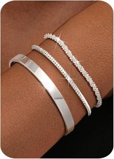 3 Stück Armband Damen Silber 925 Stapelbar A...