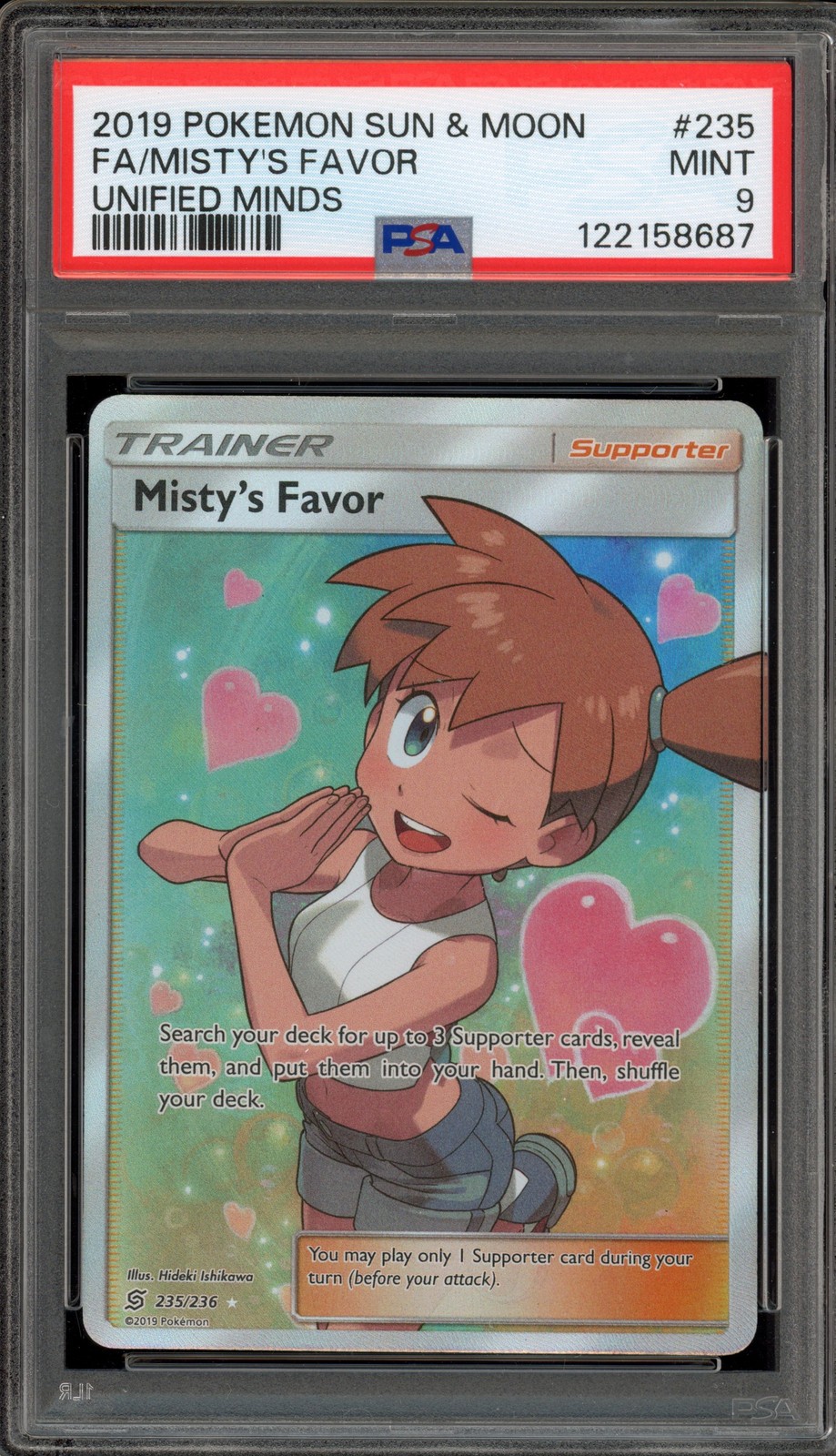 Pokemon Misty's Favor Unified Minds Full Art #235 PSA 9 Mint