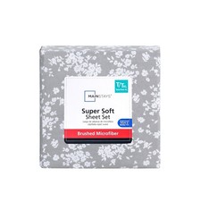 Super Soft Brushed Microfiber Bed Sheet Set, Gray Floral, Twin-XL, 3 Piece