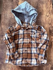 Old Navy Brown Plaid Flannel Shirt With Hood 4T Boys