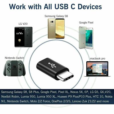 Micro USB Female to Type C Male Adapter Converter Micro-B to USB-C Connector LOT