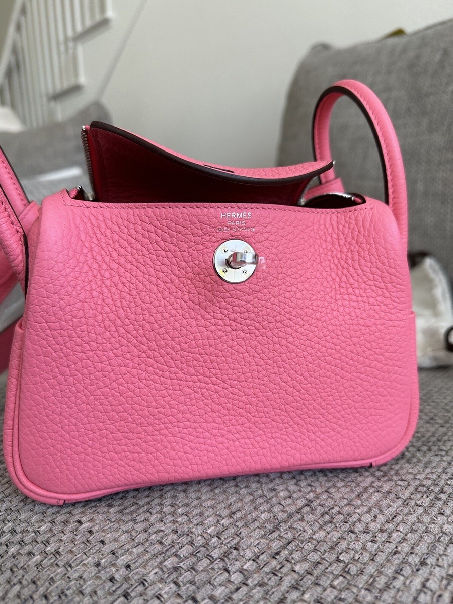 NEW w/ Recept HERMÈS Rose Azalee Clemence PHW Mini Lindy 20 Should