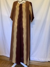 NJERI DESIGNS ~SHORT SLEEVE ~SIDE POCKET ~BROWN/BEIGE ~MAXI SHEER BEACH DRESS