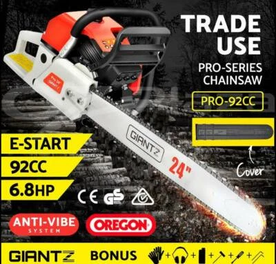 92cc Petrol Commercial Chainsaw 24 Bar E Start Chain Saw