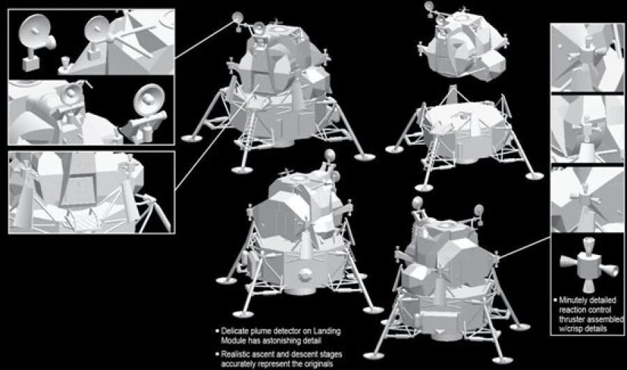 Dragon Space 11008 1/48 Apollo 11 Lunar Module Eagle Landing NASA Model Kit - Image 4 of 4