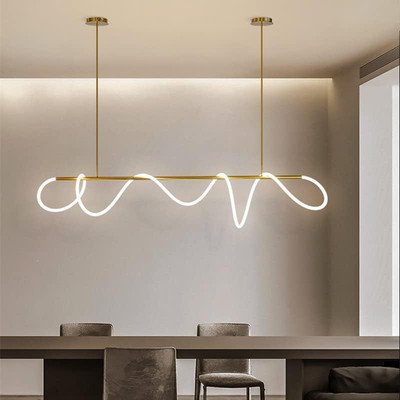Gold Chandelier Modern LED Linear Chandelier Nordic Creative Line Pendant Light 