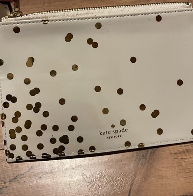 Kate Spade New York Cream with Gold Confetti Pencil Pouch  display picture 1