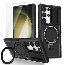 For Samsung S24 S23 Ultra Mag Safe Heavy Duty Case with Screen Protector Cover