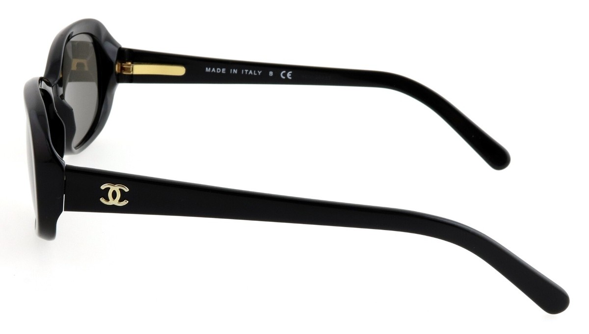 rare CHANEL CH 3163 622 52mm Black Gold CC Cocomark Sunglasses