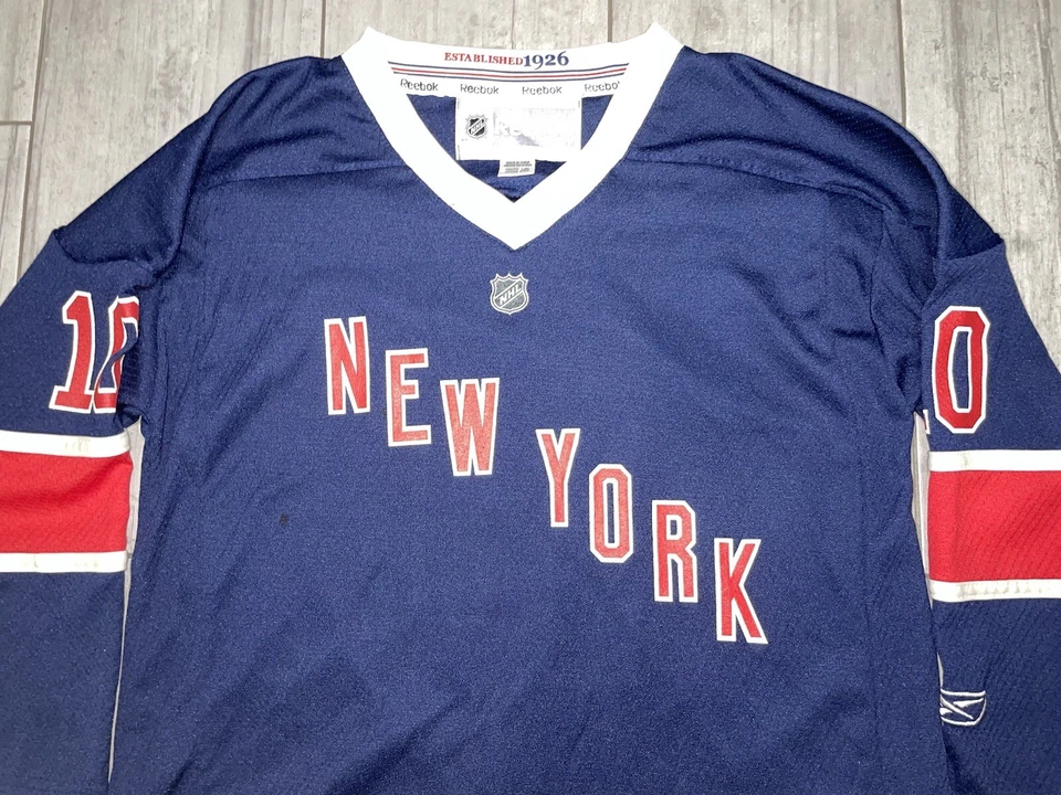 New York Rangers Henrik Lundqvist #10 Reebok 青年球衣 尺寸 L/XL 二手 蓝色 — 第 4/4 张图片