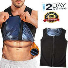 Men's Sweat Sauna Waist Trainer Zipper Vest Weight Loss Top Polymer Body Shaper