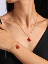 Parure collana e bracciale ragno colore oro donna ragnetto rosso