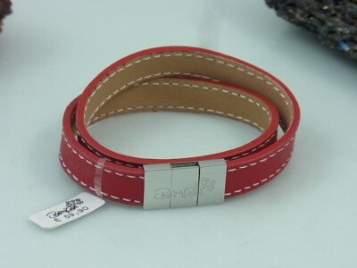 Beka&Bell Leder Armband Rot Wickelband 16 cm / Nr.3 