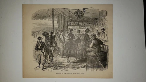 Sutler's Store Union Soliders in Camp 1884 Civil War Sketch Print RARE!