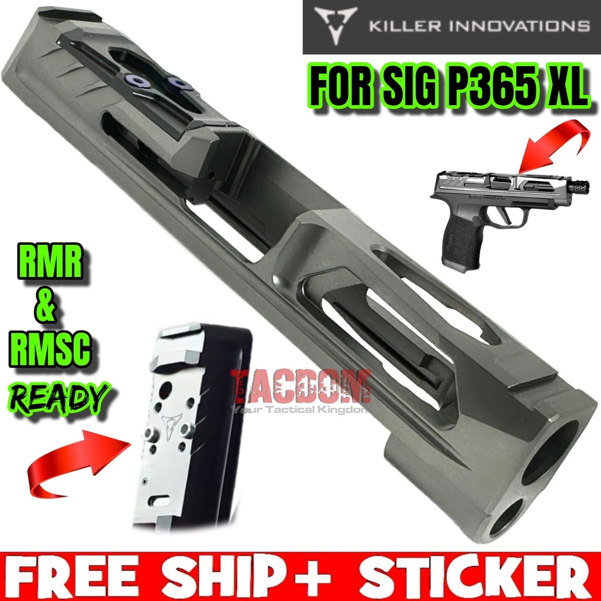 Killer Innovations Velocity V1 Cut Slide for SIG P365 XL GRAY 9mm