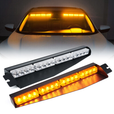 Xprite 2x LED Visor Strobe Light Bar Interior Sunshield Emergency Warning Amber