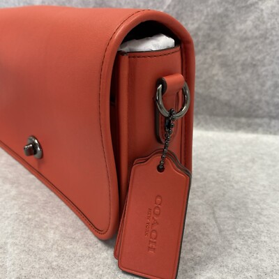 COACH 57325 Turnlock Crossbody DEEP CORAL Smooth Leather Small