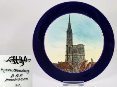 Alter Wand- Teller STRASSBURG Keramik Fayence Sarreguemines France um 1900 AL408 - Bild 1 von 4