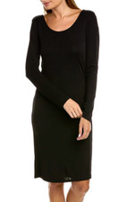 Josie Natori Drape Back Midi Matte Dress Black NWT $350