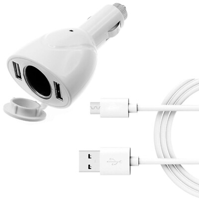 6ft Long Cable 2-Port USB Charger Power Cord DC Socket Adapter for Cell Phones