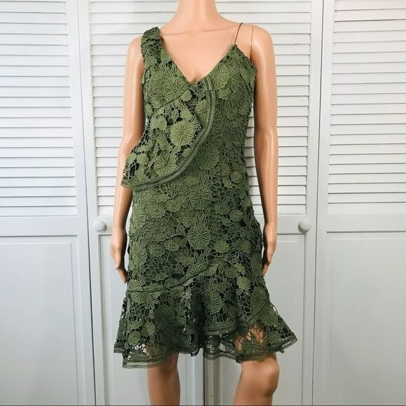 keepsake the label green dress Frameless Asymmetrical Lace Cocktail Size XS Ebay