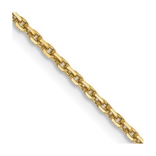26" 14K Yellow Gold 1.4mm Diamond-cut Round Open Link Cable Chain Necklace